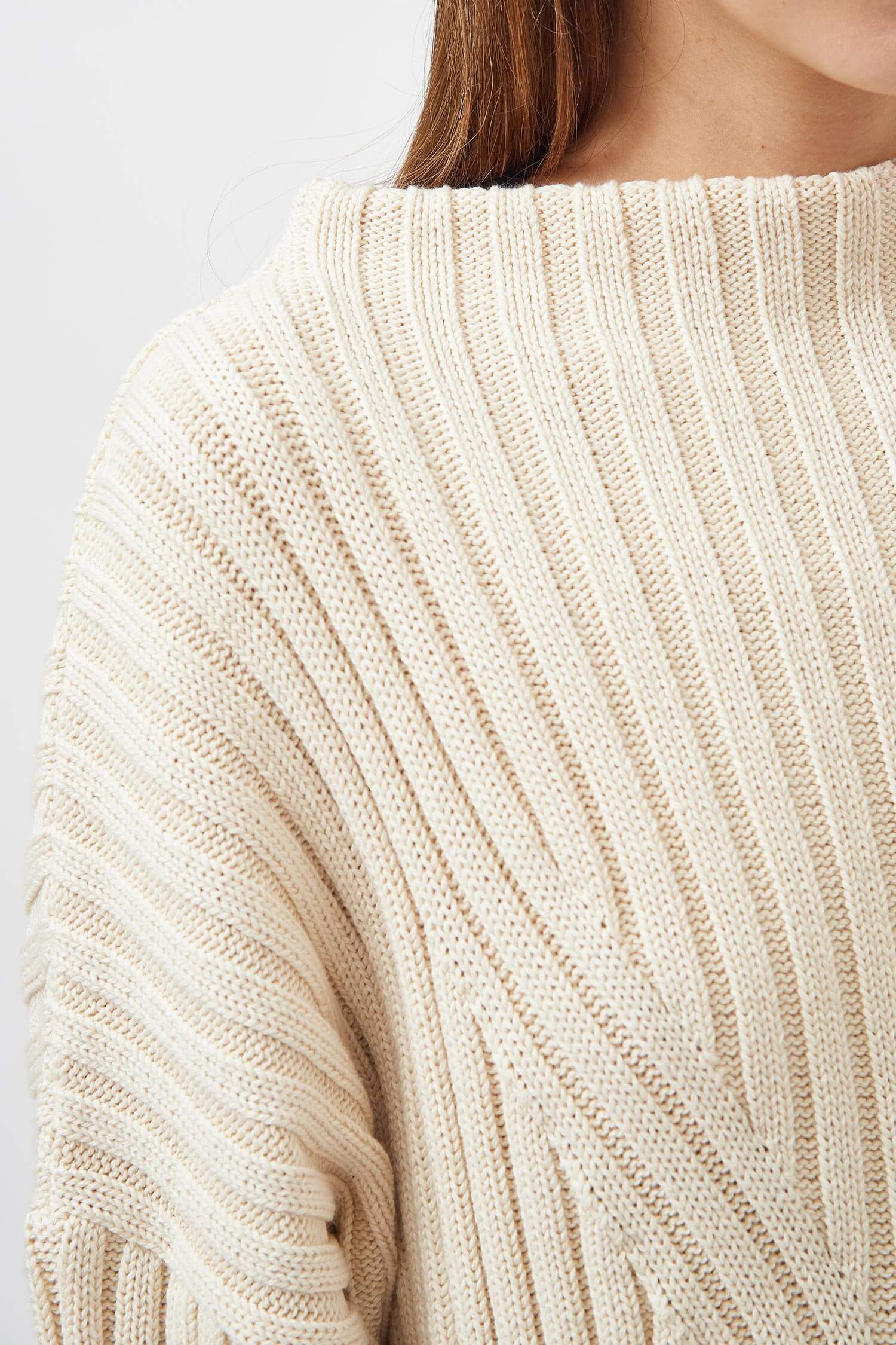 Cream boat outlet neck jumper