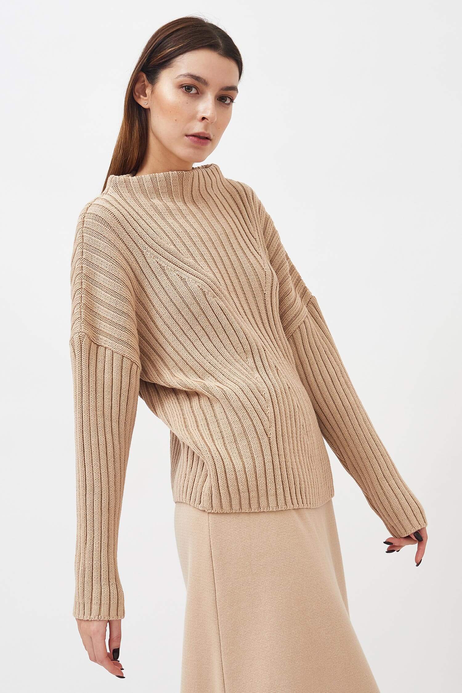 Knitted high boat neck pullover – Mila.Vert