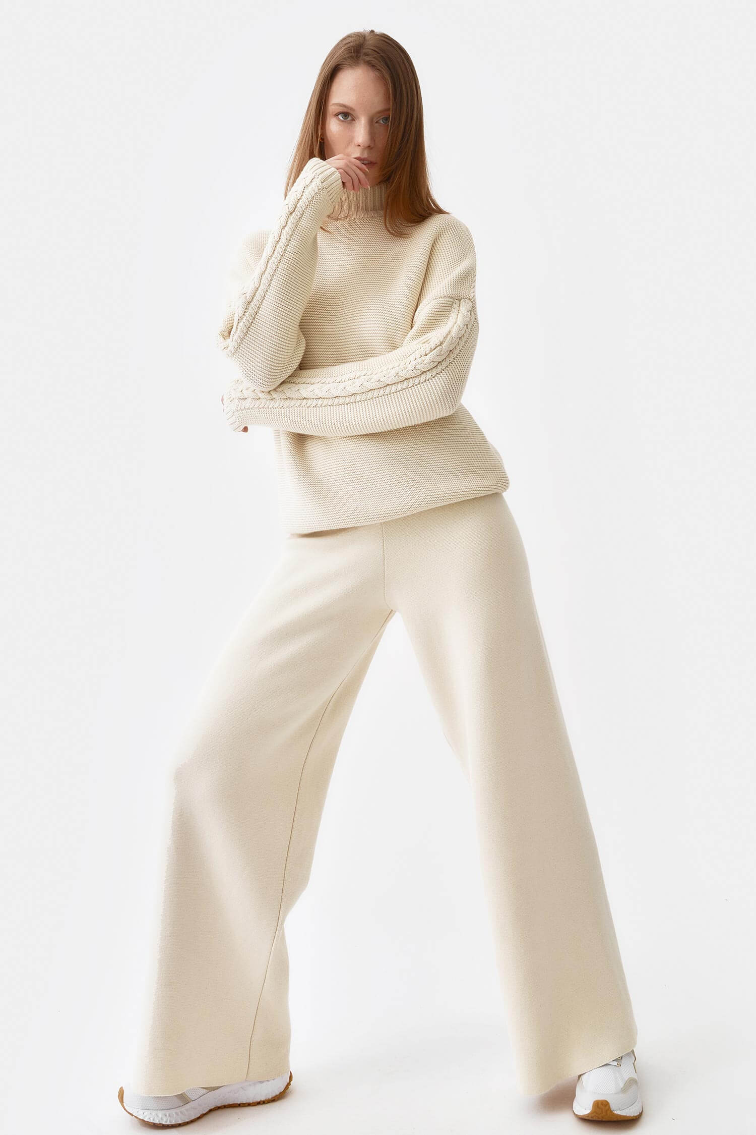 Mink Ribbed Knit Trousers | New Look