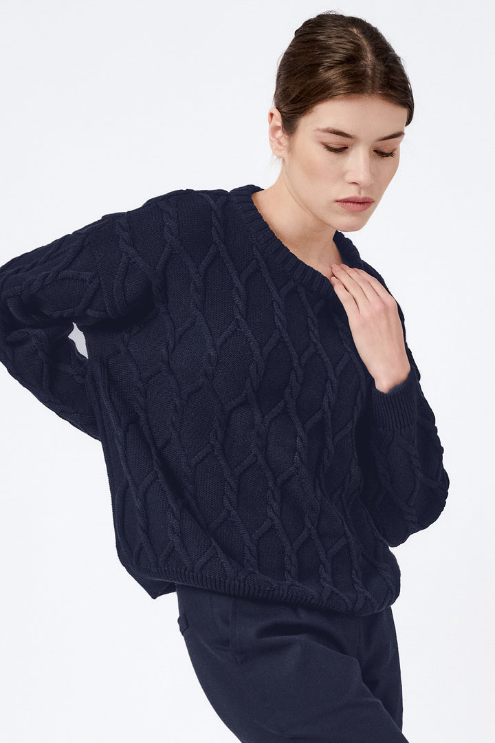 Knitted cable knit sweater