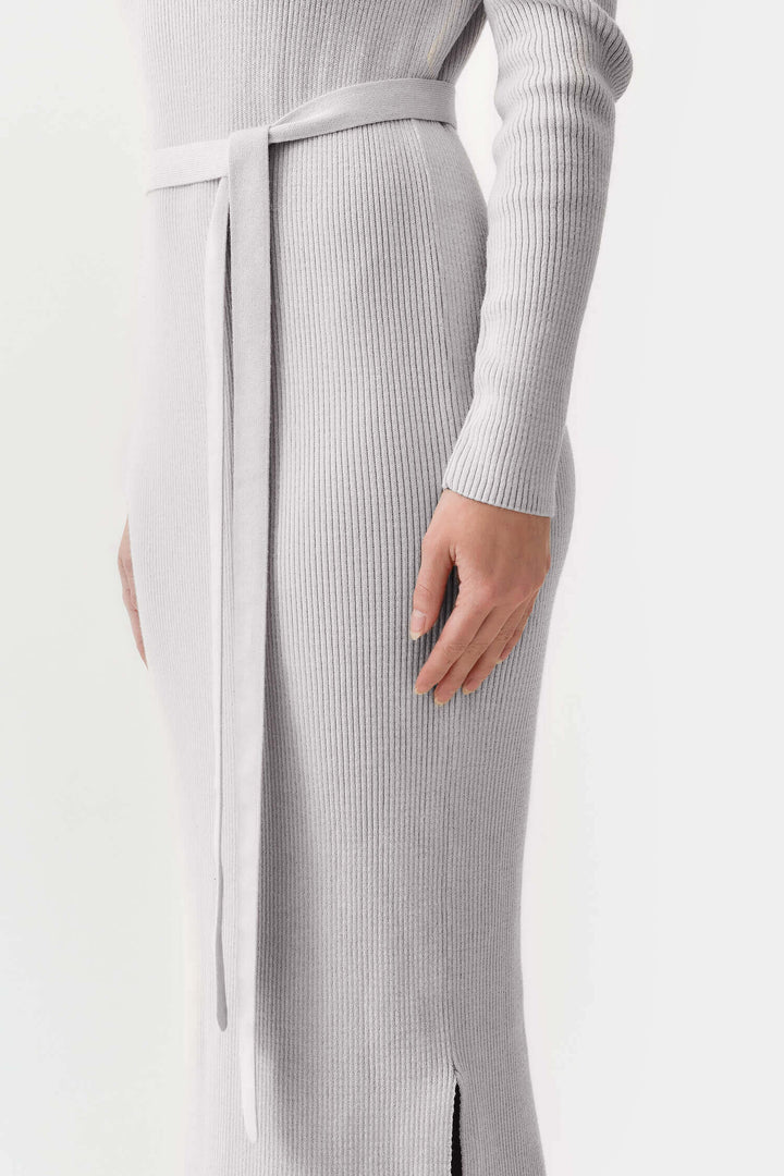 Knitted long-sleeved boat neck dress