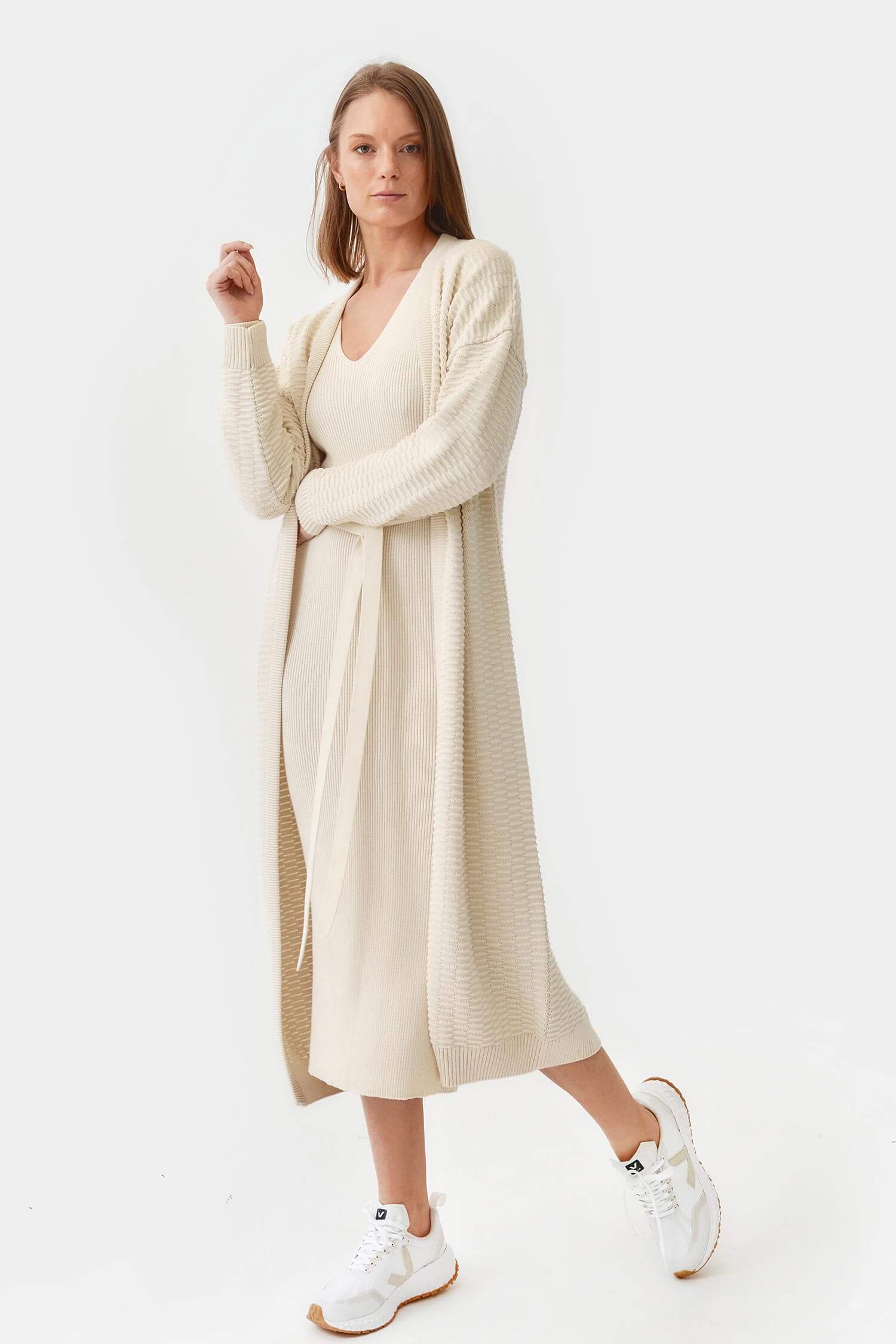 Knitted relief long cardigan Mila.Vert